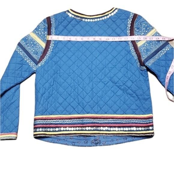 Rapsodia Quilted Embroidered Modelo/Art Artsy Granny Sequined Blue Jacket - Picture 14 of 14